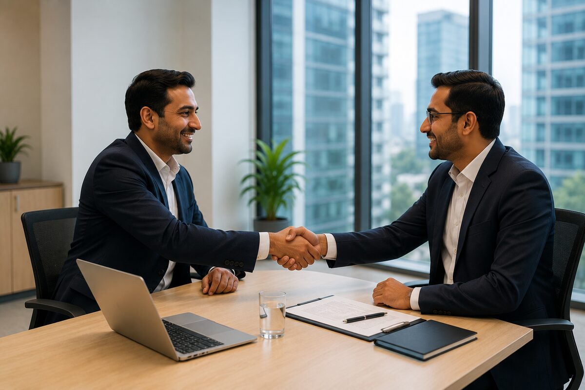 Jamdade team meeting a client